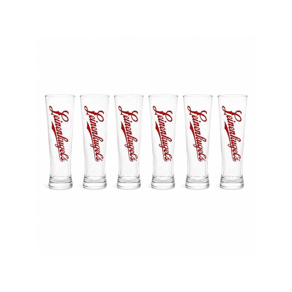 Leinenkugel's Pilsner Beer Glasses Unisex OS Clear Red Logo Set of 6 Shandy 9"